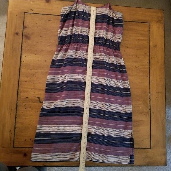 Soo Yung Lee RARE Vintage Silk Dress Striped Sz 8 Hong Kong Blue Brown Sundress - Picture 15 of 15